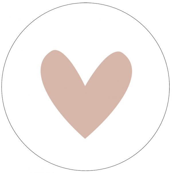 Vægcirkel hvidt hjerte gammel rose