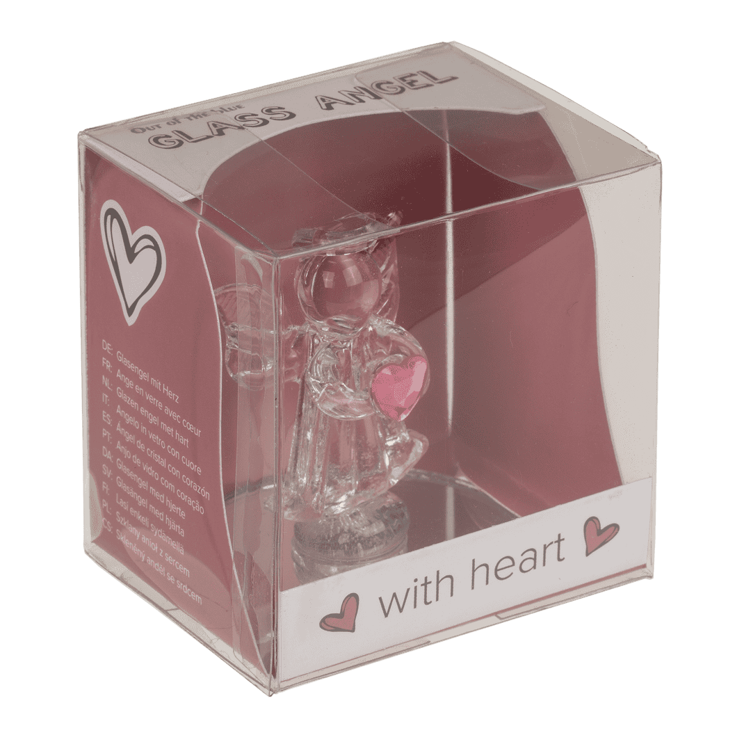 Glass Angel with Heart, 5 cm,