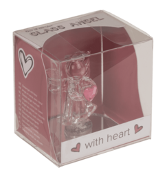 Glass Angel with Heart, 5 cm,