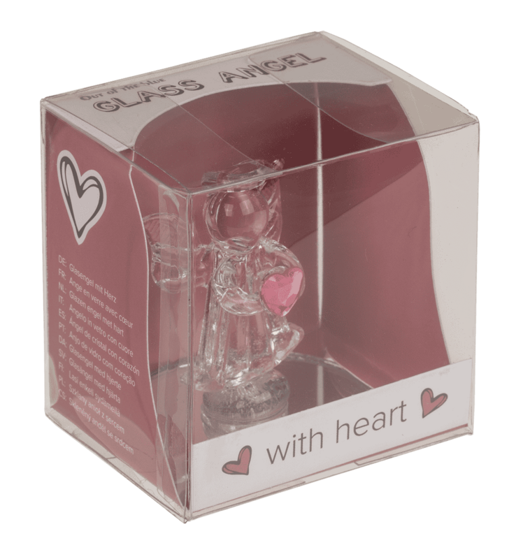 Glass Angel with Heart, 5 cm,
