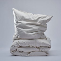 Almond milk 500TC Sateen duvet set - soft, high-quality cotton sateen duvet cover and pillowcase set in a neutral color palette, available in a range of sizes to fit single, double, king, and super king beds.
