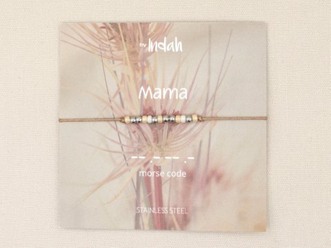 Morse code armband mama, roestvrij staal zilver of goud