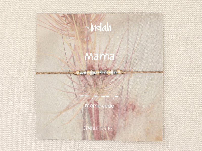Morse code armband mama, roestvrij staal zilver of goud