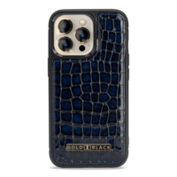 iPhone 13 Pro MagSafe leather case Milano Design blue