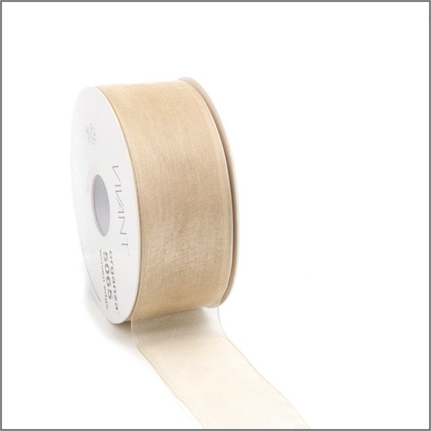 Organza lint - beige - 25mm x 50 meter
