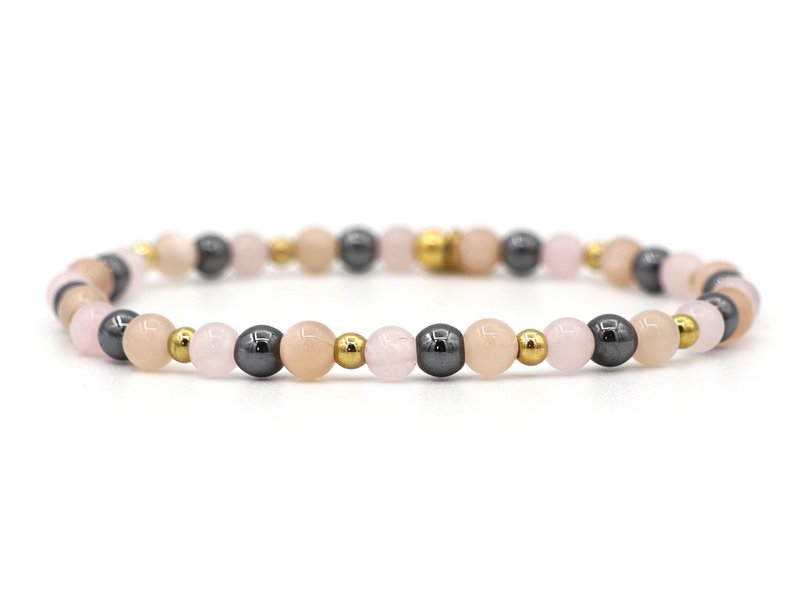 Natuursteen armband, mama to be, zilver en goud