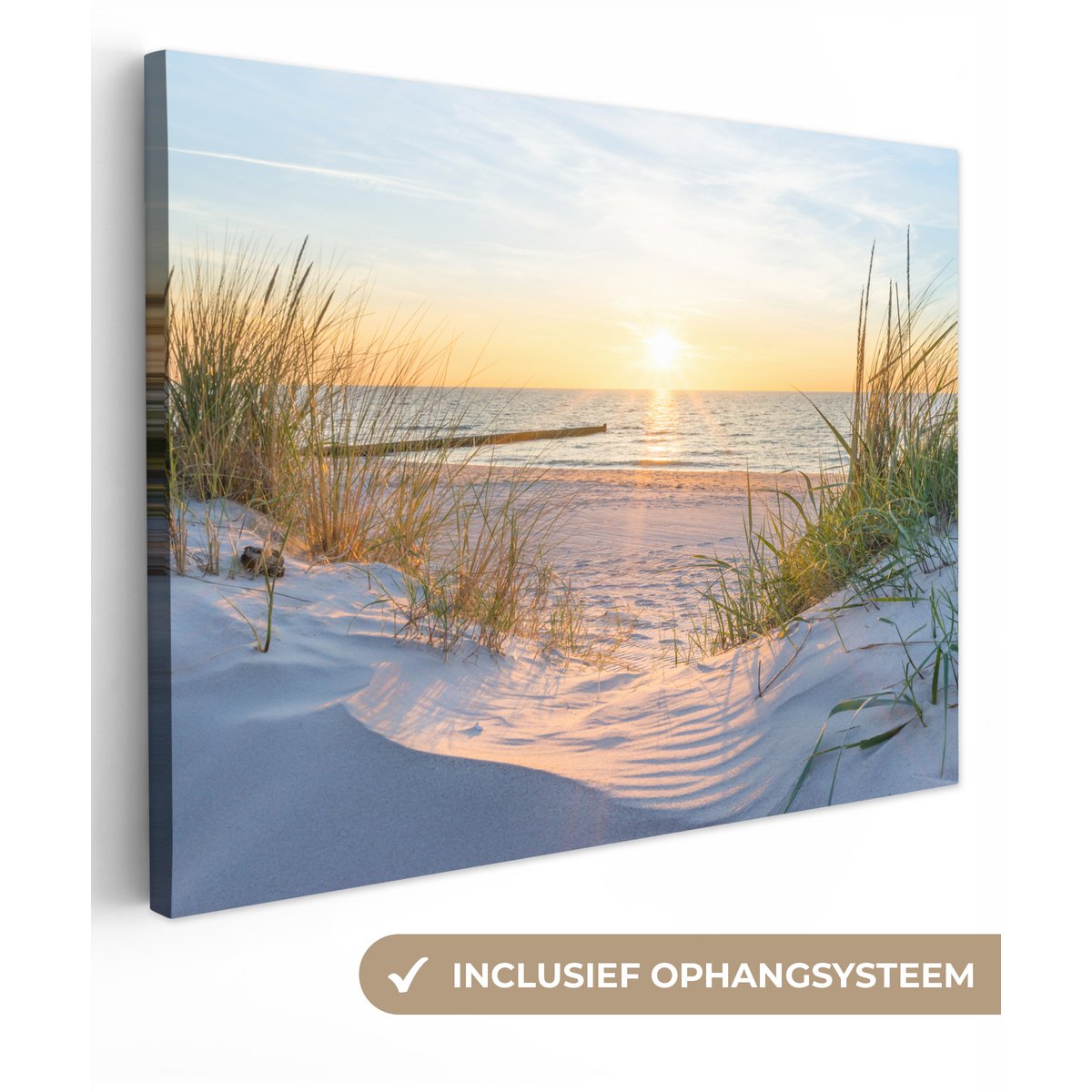 Pintura de lienzo - Decoración de pared - Playa - Sol - Dune - hierba - arena - horizonte