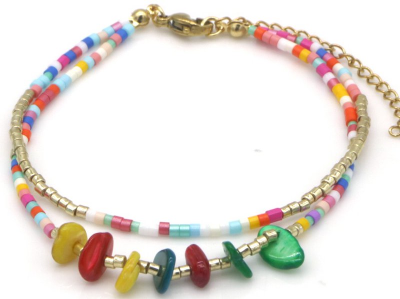 B-A20.4 B1034-002-1 Bracelet Glassbeads Layered Multi Color