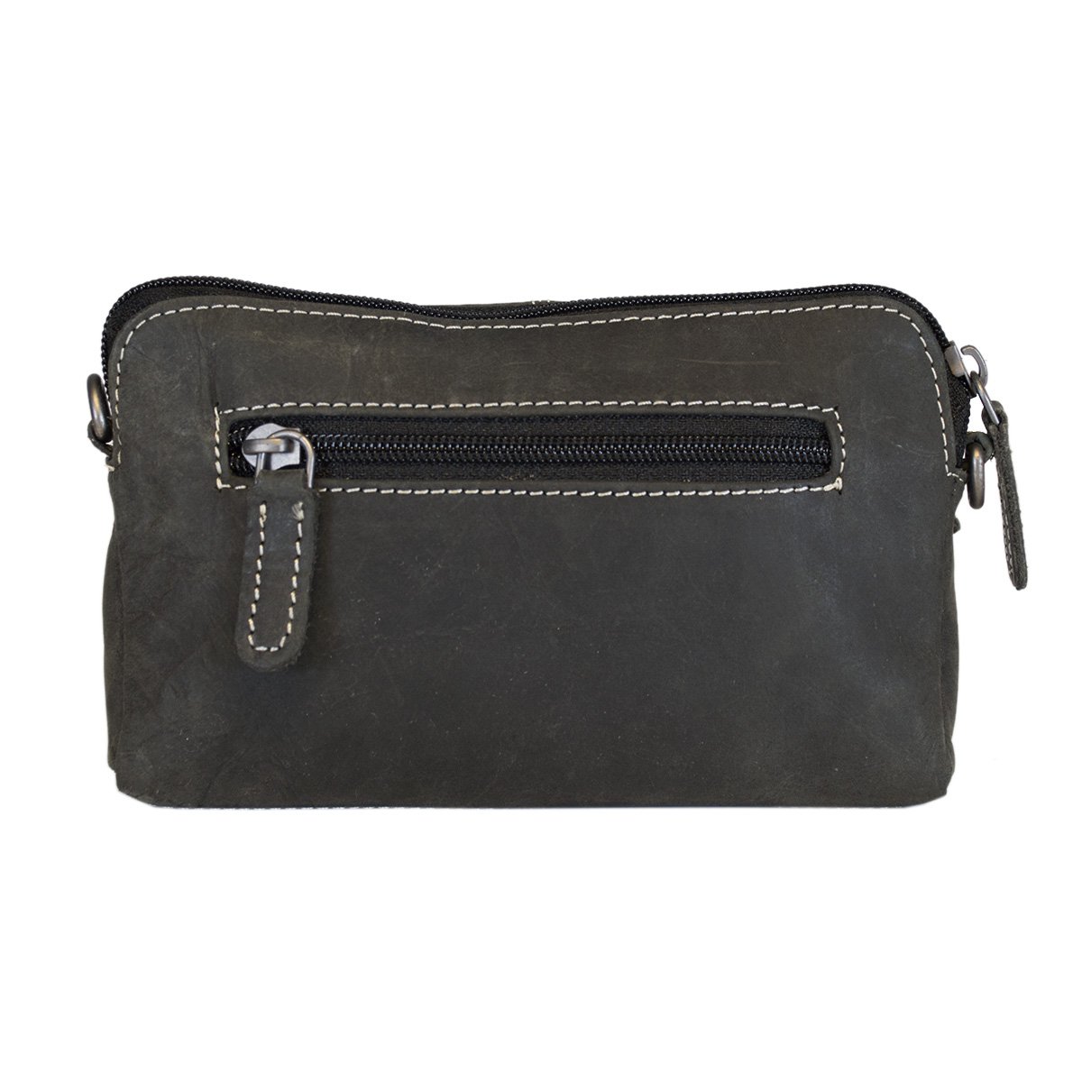 Schultertasche - Gürteltasche - Clutch aus schwarzem Büffelleder - 3 Farben Leder