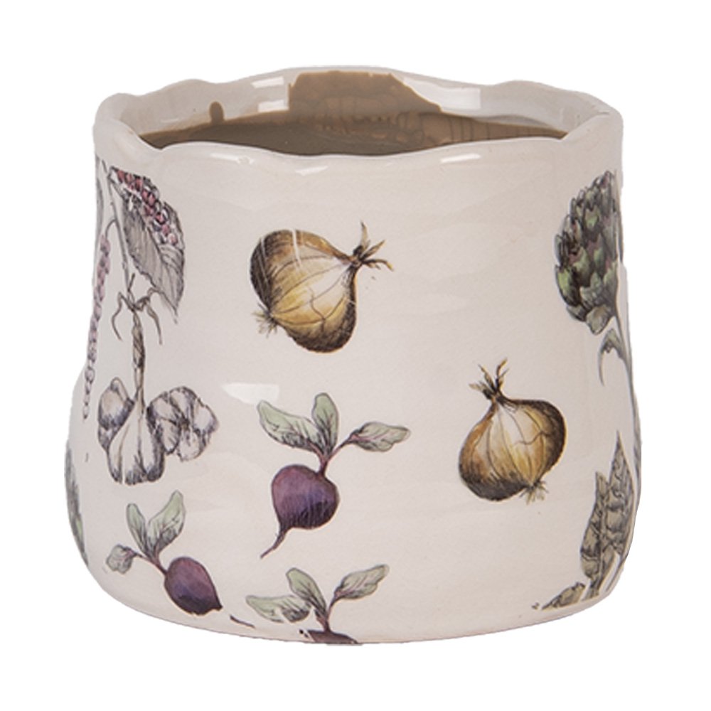 Bloempot Ø 11x10 cm Beige Keramiek Groenten