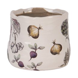 Bloempot Ø 11x10 cm Beige Keramiek Groenten