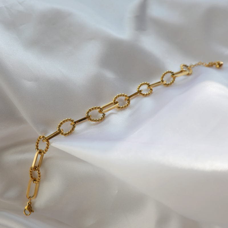Euridice - Bracciale grande con catena a scatola e corda