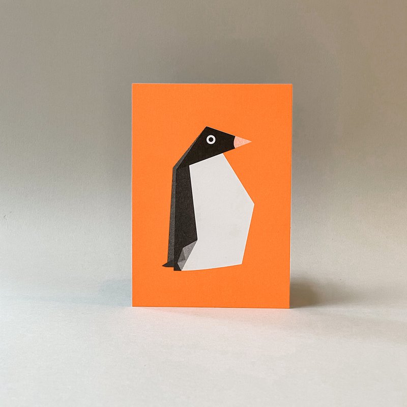 Risography Postcard - Origami Pinguin - DIN A6