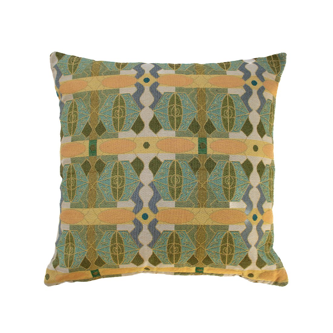 NIN-NIT Fleur Soleil cushion | 100% woven cotton | decorative cushion with sunny nature and floral print | green| orange | pink | beige | yellow | blue | multicolor | 50x50 cm