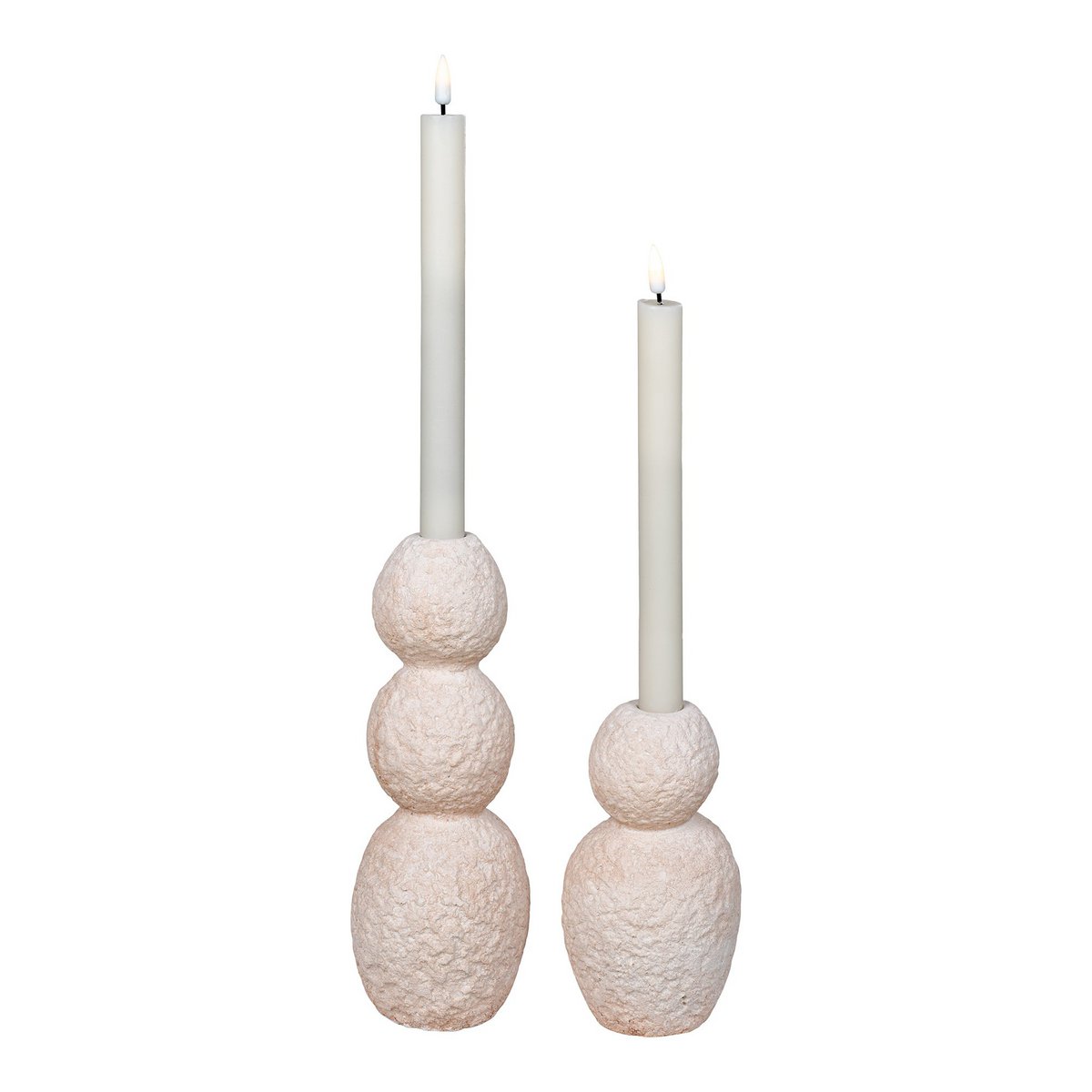 Candle Holder - Candle Holder, cement, natural, set of 2
