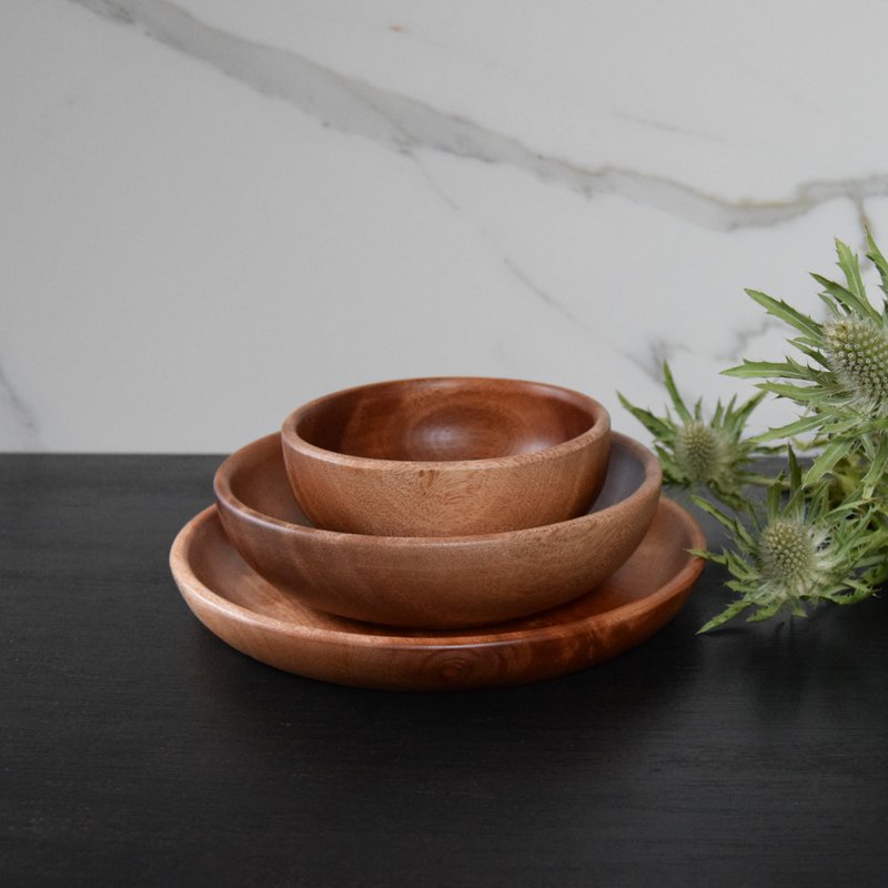 Handmade Tableware - Flat Bowl Ø16 cm - Eco-friendly - Khaya Wood
