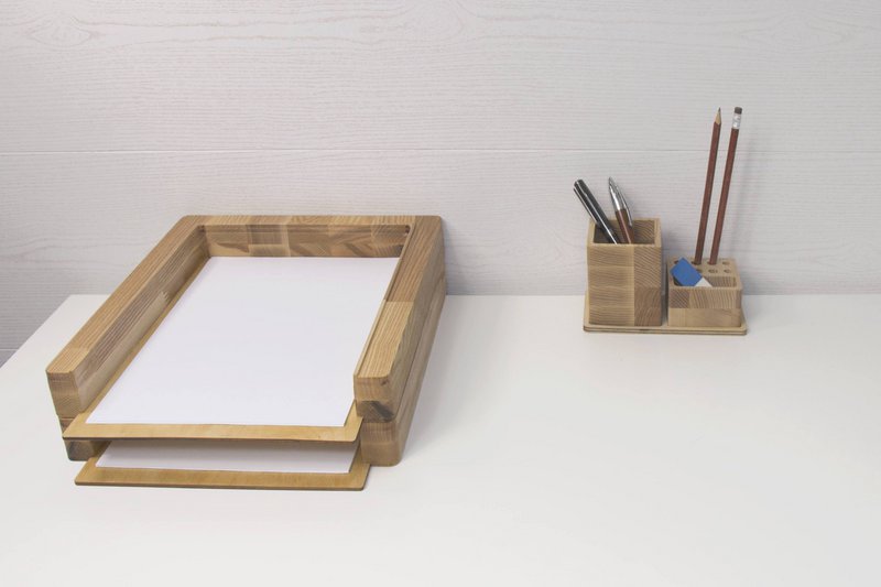 Paper  tray, Set of 2 wooden paper trays