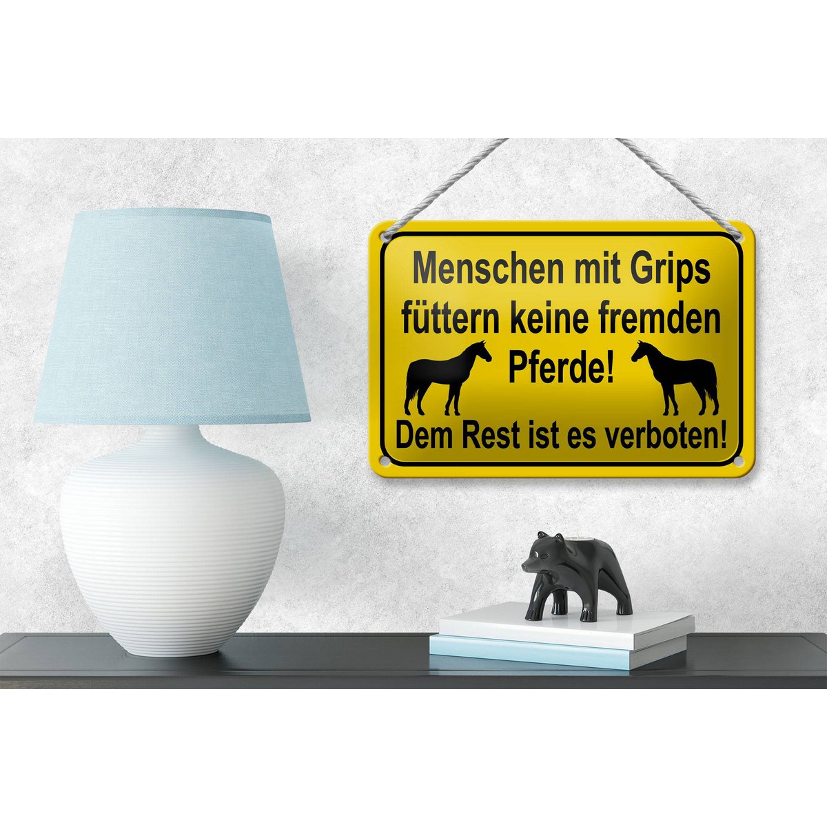 Tin sign note 18x12cm do not feed strange horses decoration