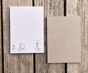 Notitieboekje met handgeschilderd kustmotief | 50 vellen | Gerecycled papier | DIN-A6 | 105x148mm