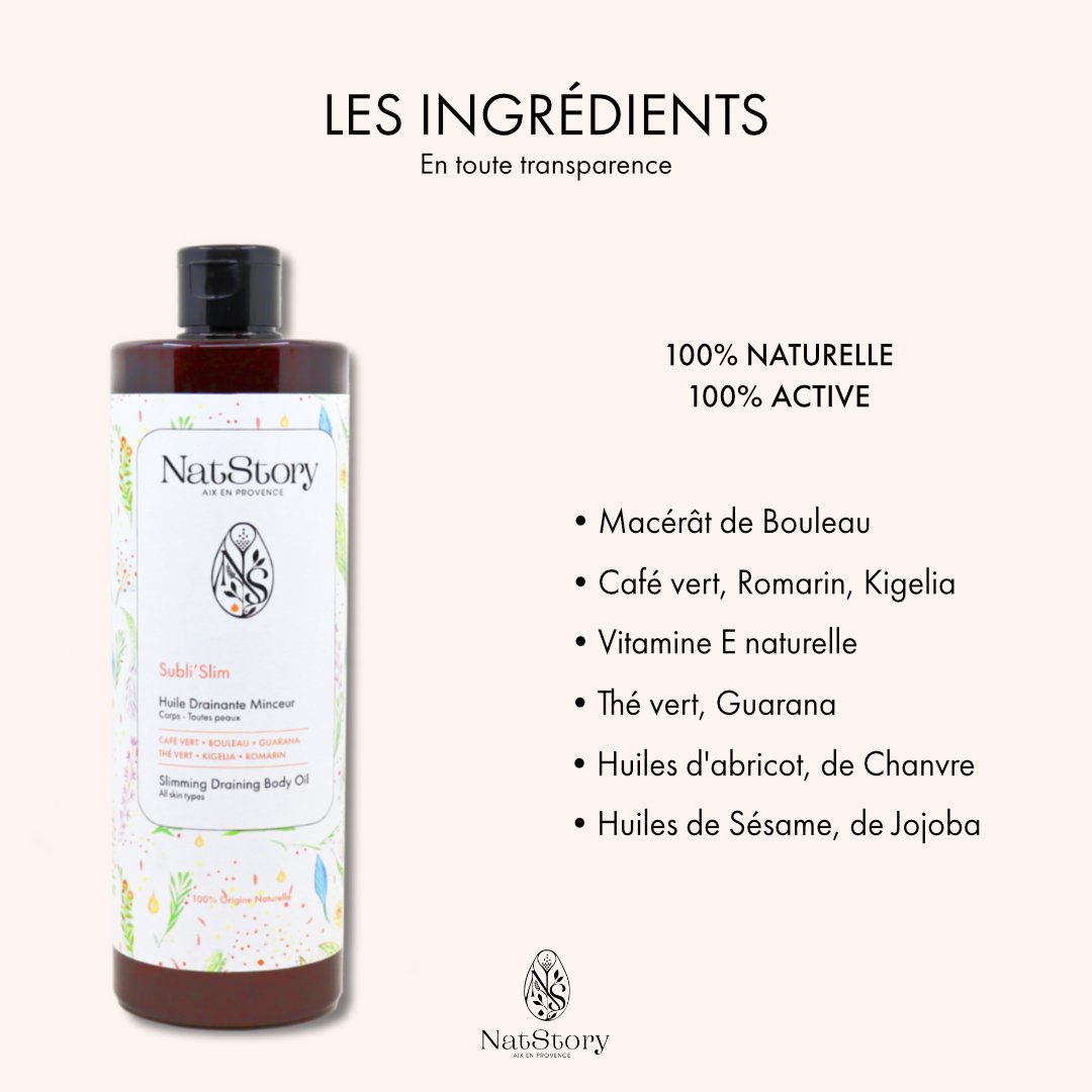 SUBLI'SLIM HUILE DE MASSAGE DRAINANTE MINCEUR 500 ml Bio