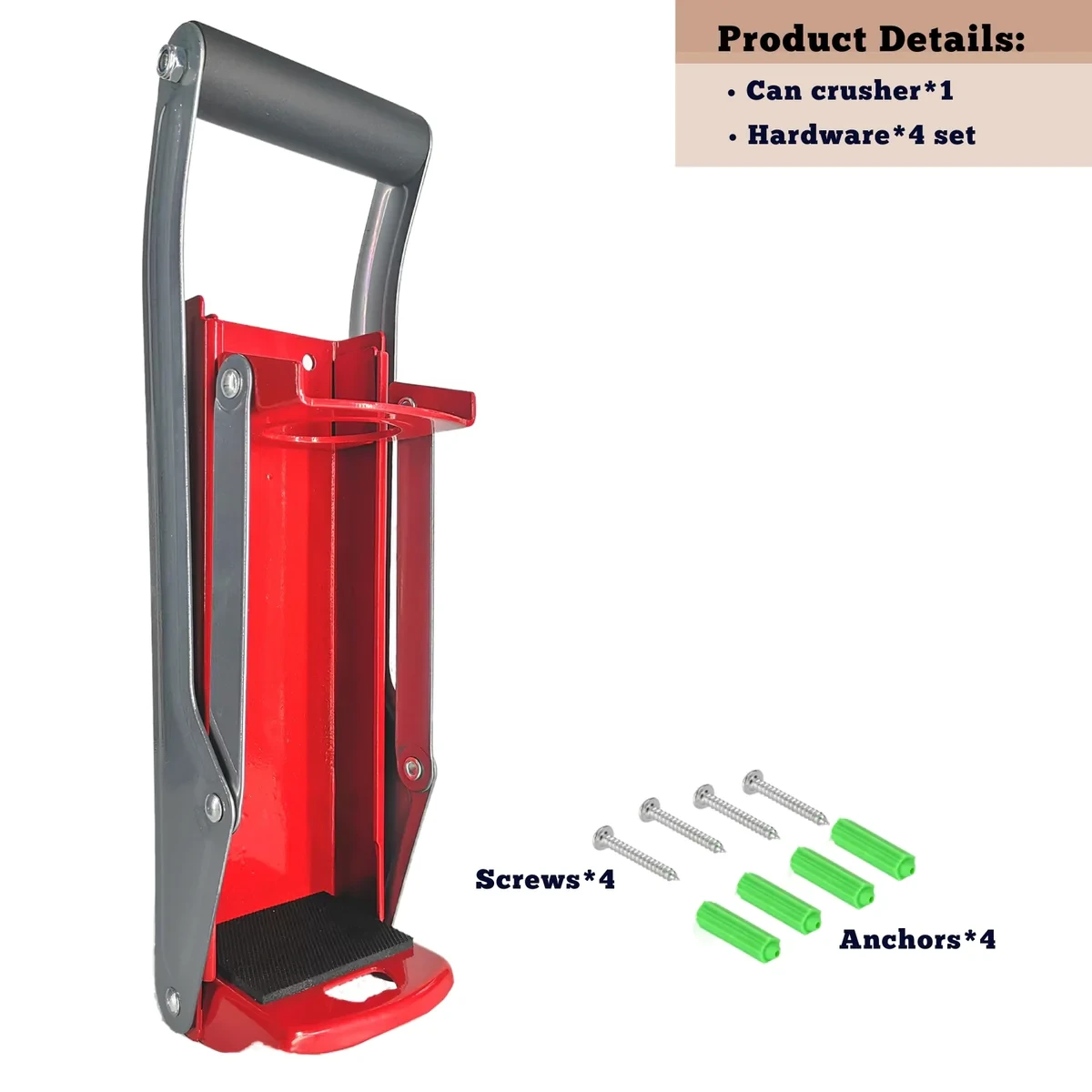 Wall-mounted Smasher for Cans and Bottles (Grey)
