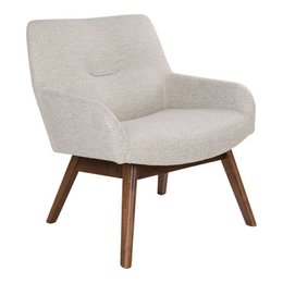 London Lounge Chair - Stof, Valnøddetræ, Sand - 65x63x73 cm
