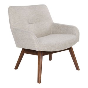 London Lounge Chair - Fabric, Walnut Wood, Sand - 65x63x73 cm