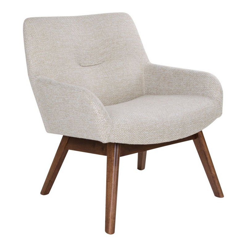 Poltrona lounge London - Tessuto, Legno di noce, Sabbia - 65x63x73 cm