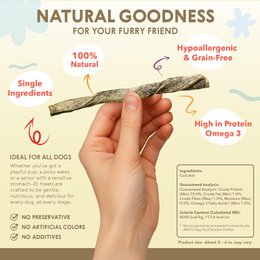 Dried Cod Skin Twists Natural Single Ingredient Dog Treats 80 g