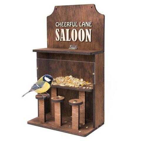 Wooden Bird Feeder “Saloon”, Stylish Garden and Balcony Decor, Gift for Bird Lovers