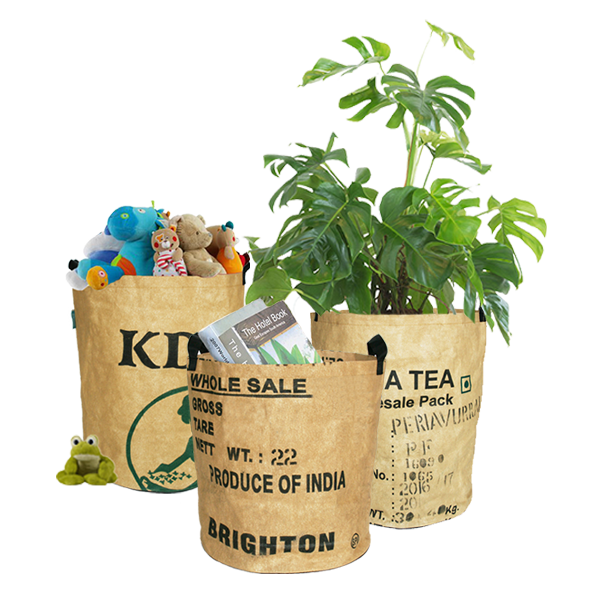 Large storage basket made from recycled Teabags
