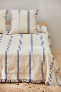 Bari blauw geweven gestreept dekbed