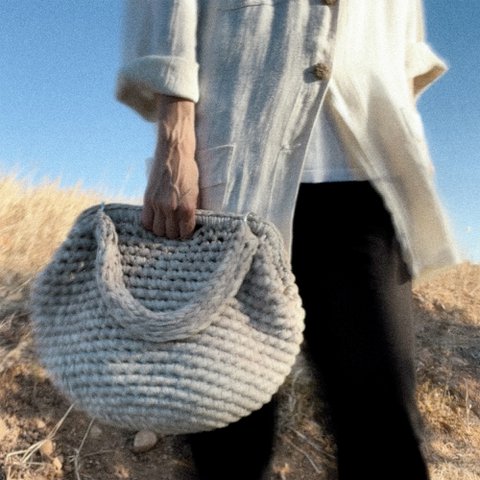 "Sassolino" handgemaakte schoudertas met waterdichte zak beige + crème