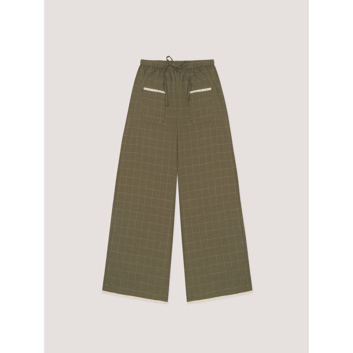 Betty Plaid Green and White Long Pants