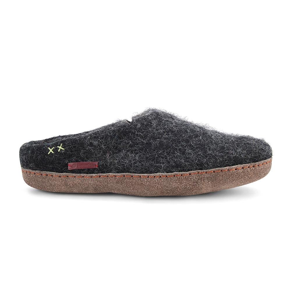 Pantofola classica - Filzpantoffel mit Ledersohle, schwarz