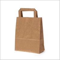Paper bag S - Budget - Flathandle - Kraft Brown (18 × 24+8) Box A 500 pieces