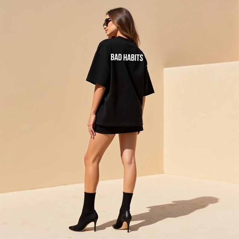 Oversized Statement T-Shirt – GOOD GIRL® - BAD HABITS Schwarz