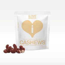 iLOVE SNACKS Noix de cajou au cacao avec vanille et sel de mer 22g