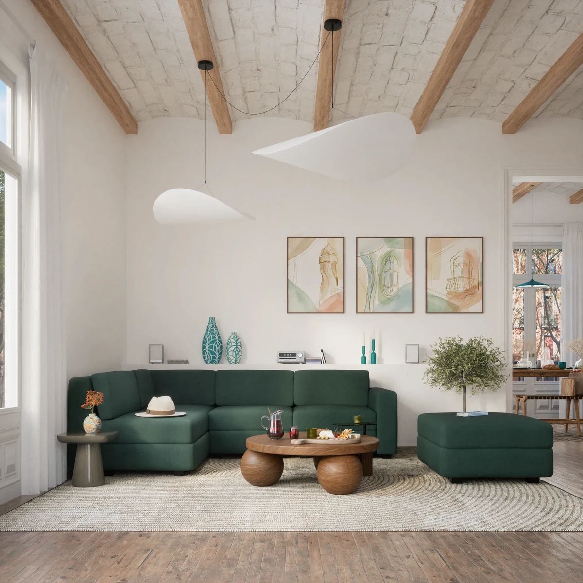 4-Seater Corner Modular Sofa GRACIA - Green