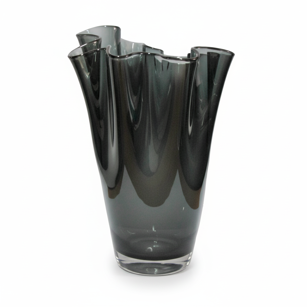 Vase glass wavy smoke gray table vase glass vase 21 x 21 x 30 cm