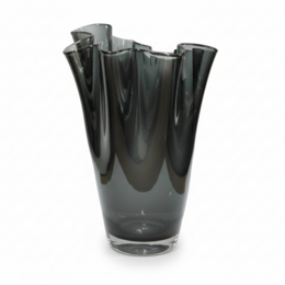 Vase glas bølget røg grå bordvase glasvase 21 x 21 x 30 cm