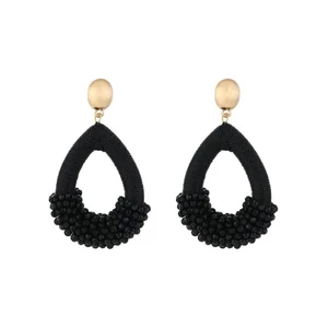 Classic Beads Earrings Drop JE18373 - Black