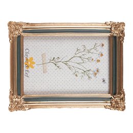 Fotorahmen 10x15 cm Gold -gelöschtes grünes Polyresin -Fotomotor -Rahmen