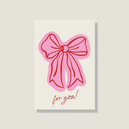 A red and pink striped postcard with the text "I love doing life with you" printed on it. The postcard appears to be a friendship or greeting card.
