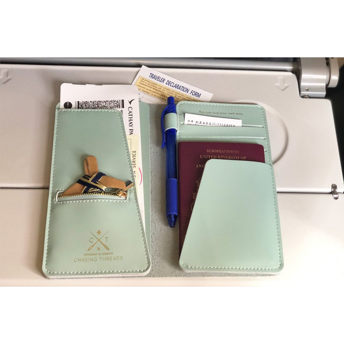 Stitch Travel Wallet - Mint