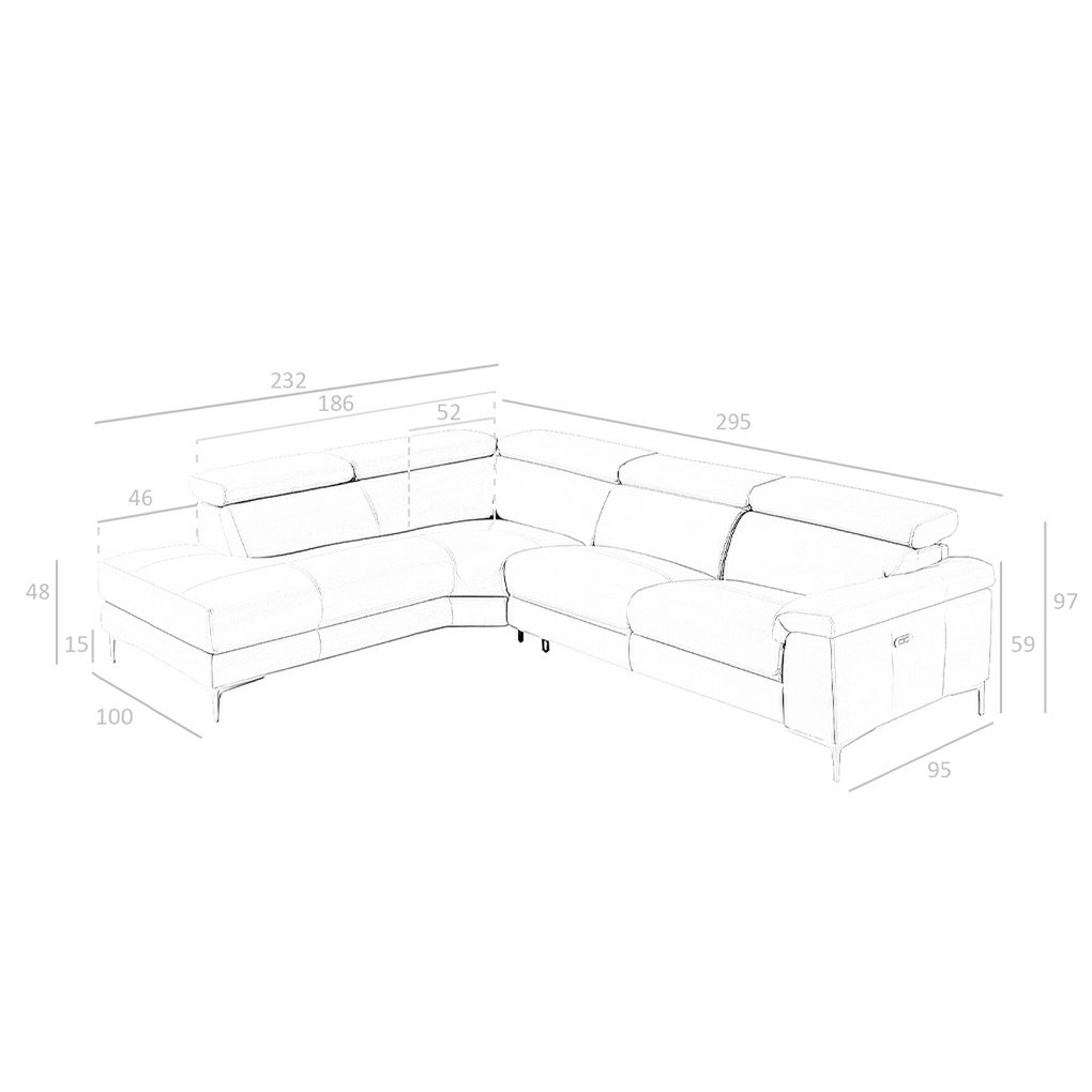 Corner sofa upholstered in gray leather