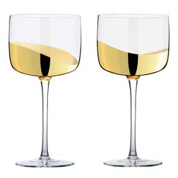 Set of 2 Wave Gold Gin Glasses - Cocktail Glass Set
