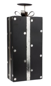 Kerzenhalter Geschenk schwarz/silber 20x48 cm VE 2