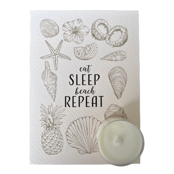 Eat sleep beach repeat - Tealight card