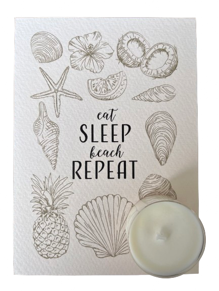 Comer dormir playa repetir - Tarjeta Tealight